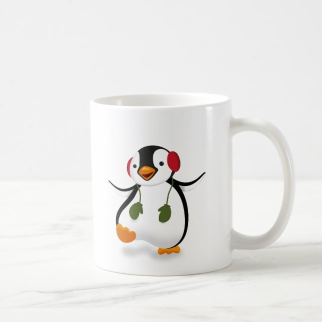 Cute Funny Winter Penguin Kaffemugg (Höger)