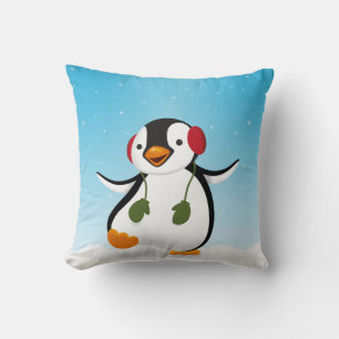 Cute Funny Winter Penguin Kudde