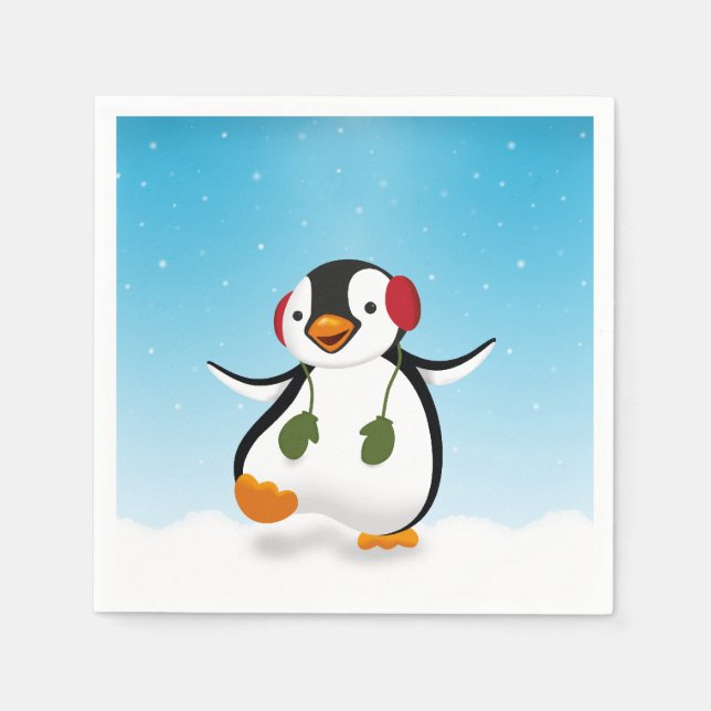 Cute Funny Winter Penguin Pappersservett (Framsidan)