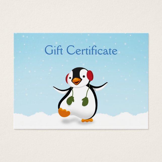 Cute Funny Winter Penguin-presentkort Visitkort (Framsidan)