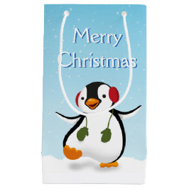 Cute FUNNY Winter Penguin Small Gift Bag