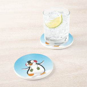 Cute Funny Winter Penguin Underlägg