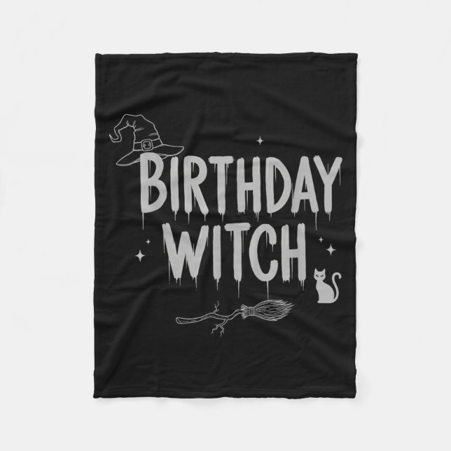 Cute Funny Witch Witchy Birthday Witches Happy Wom Fleecefilt (Framsidan)