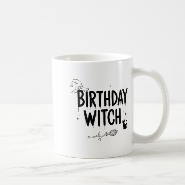 Cute Funny Witch Witchy Birthday Witches Happy Wom Kaffemugg (Höger)