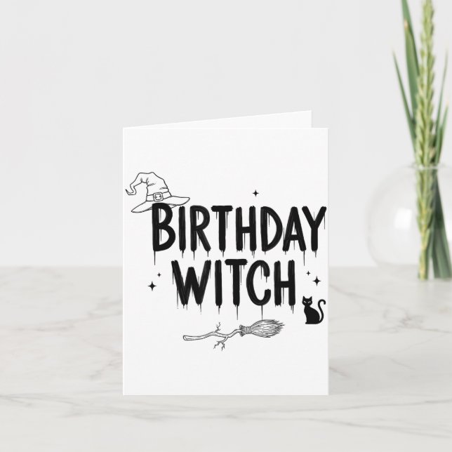 Cute Funny Witch Witchy Birthday Witches Happy Wom Kort (Framsida)