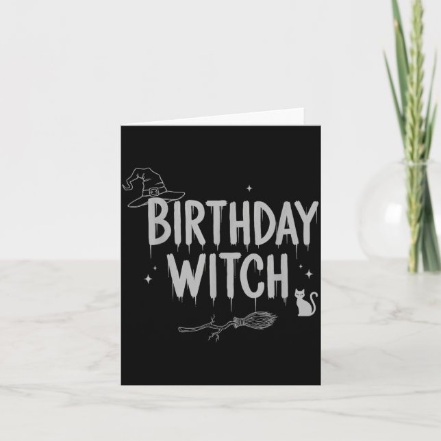 Cute Funny Witch Witchy Birthday Witches Happy Wom Kort (Framsida)