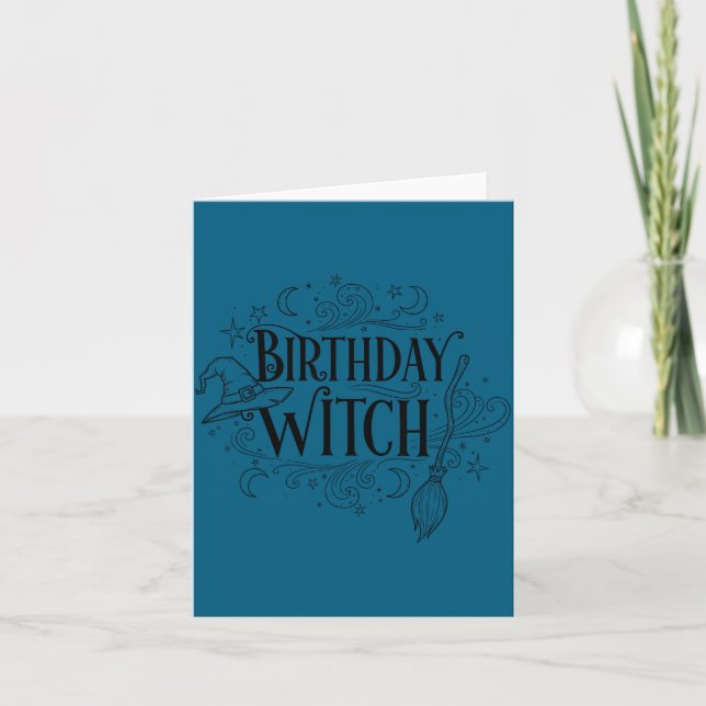 Cute Funny Witch Witchy Birthday Witches Happy Wom Kort (Framsida)
