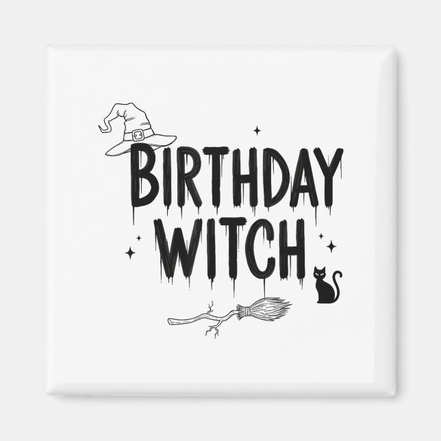 Cute Funny Witch Witchy Birthday Witches Happy Wom Magnet (Framsidan)