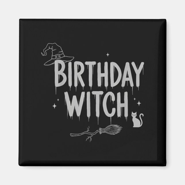 Cute Funny Witch Witchy Birthday Witches Happy Wom Magnet (Framsidan)