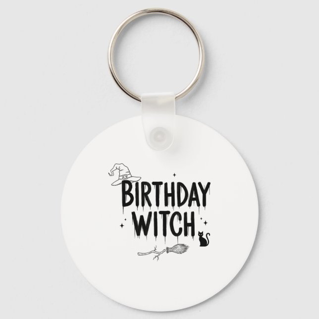 Cute Funny Witch Witchy Birthday Witches Happy Wom Nyckelring (Framsida)