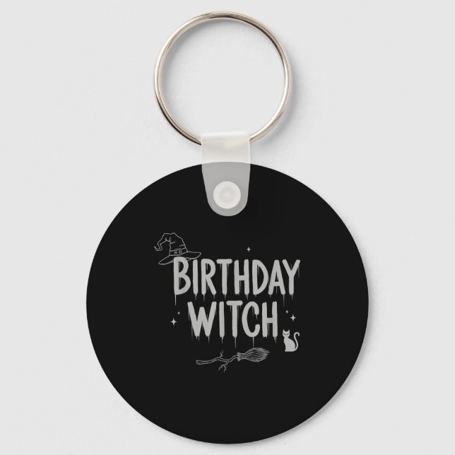 Cute Funny Witch Witchy Birthday Witches Happy Wom Nyckelring (Framsida)