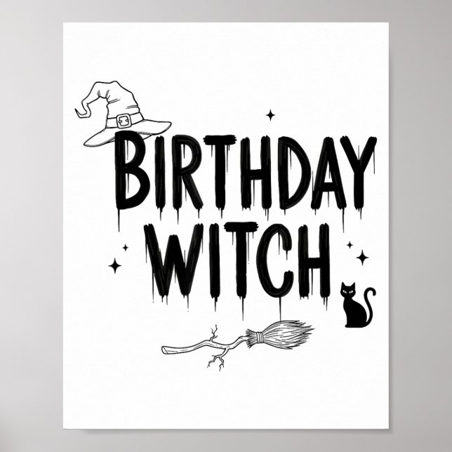 Cute Funny Witch Witchy Birthday Witches Happy Wom Poster (Framsidan)