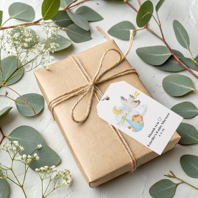 Cute Funny Woodland Animals Baby Shower Presentetikett (Skapare uppladdad)