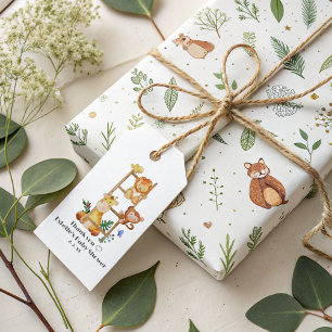 Cute Funny Woodland Animals Baby Shower Presentetikett