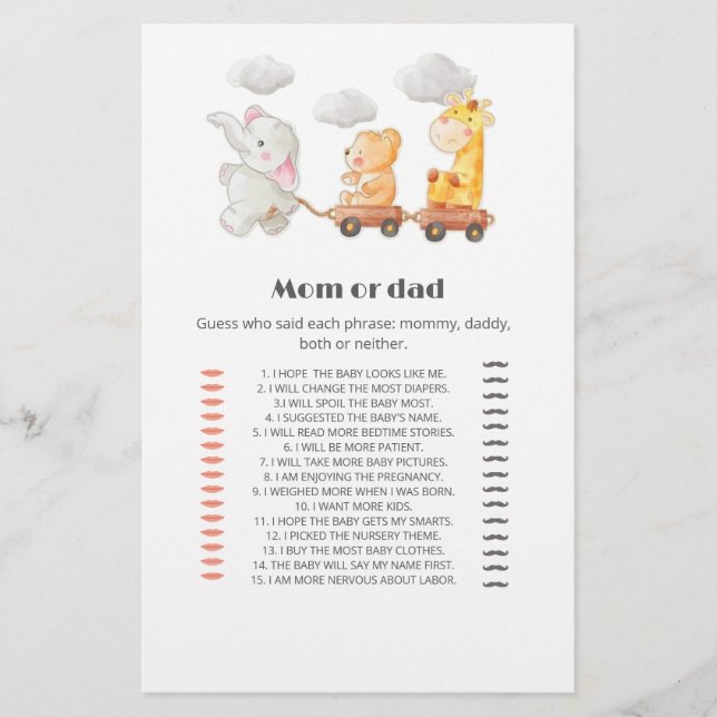 Cute Funny woodland Baby Shower Gissa vem som spel (Framsida)
