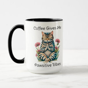 Cute Funny Yoga Cat Blommigt Serenity Coffee Älska Mugg