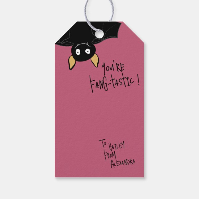 Cute Funny You’re Fang-tastic Bat Pun  Presentetikett (Baksidan)