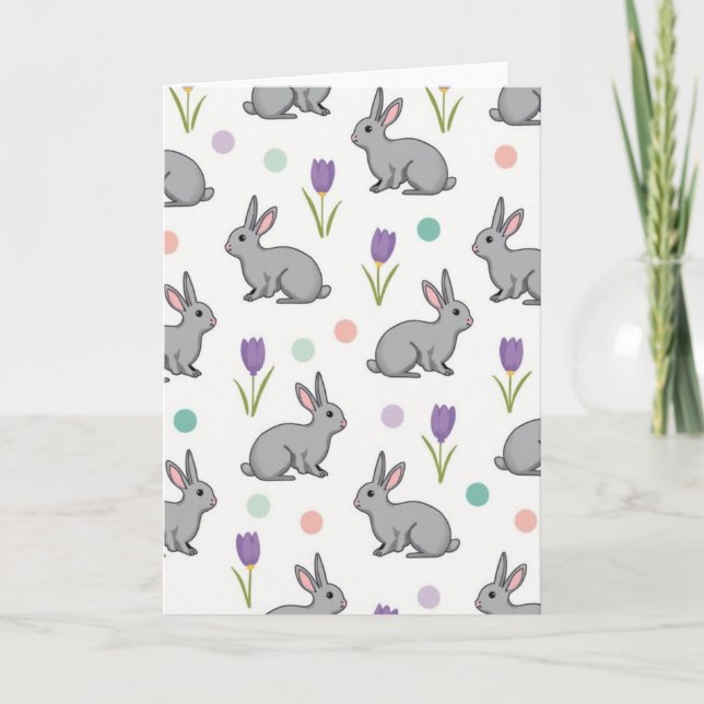 Cute Furry Friends Pattern Card Kort (Framsida)