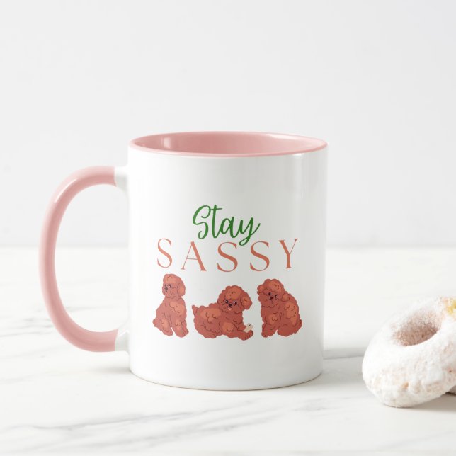 Cute furry puppy mug, Stay Sassy Mugg (Med munk)