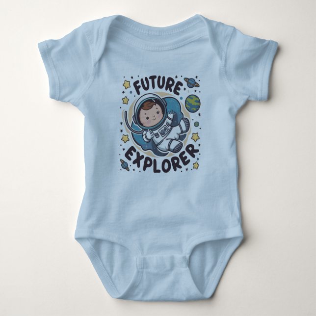 Cute Future Explorer Space baby T Shirt (Framsida)