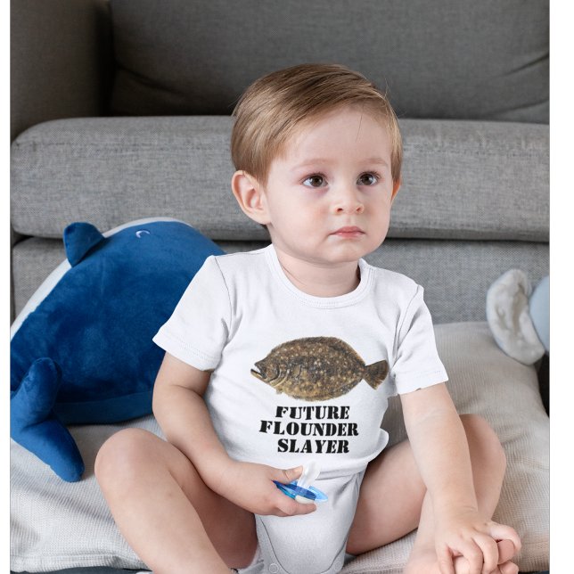Cute Future Flounder Slayer Fishing Baby Shirt T (Skapare uppladdad)