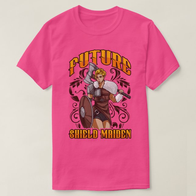 Cute Future Shield Maiden Nordic Viking Warrior T Shirt (Design framsida)