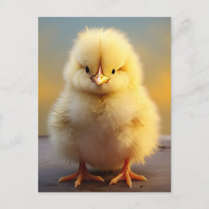Cute Fuzzy Chick - Funny Boskap Vykort
