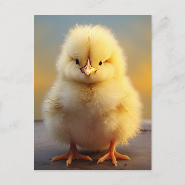 Cute Fuzzy Chick - Funny Boskap Vykort (Framsida)