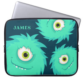 Cute Fuzzy Monster Blue Laptop Fodral