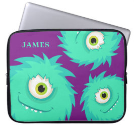 Cute Fuzzy Monster Lila Laptop Fodral
