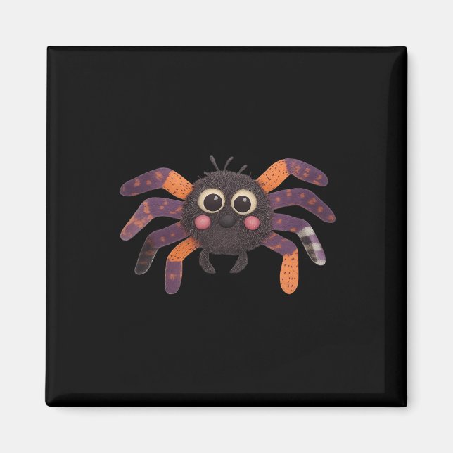 Cute Fuzzy Spider Preppy Blommigt Patchwork Hallow Magnet (Framsidan)