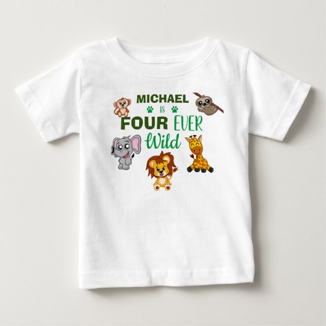 Cute Fyra gånger om Vilden Jungle Safari Fjärde fö T Shirt (Framsida)