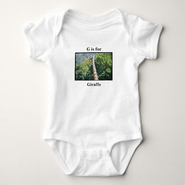 Cute G är för Giraffe Baby ett-biet T Shirt (Framsida)