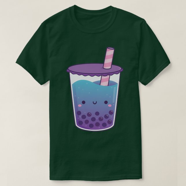 Cute Galaxy Butterfly Pea Flower Boba Tea Doodle T Shirt (Design framsida)