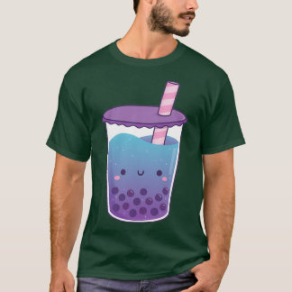Cute Galaxy Butterfly Pea Flower Boba Tea Doodle T Shirt