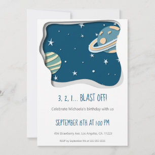 Cute Galaxy med planets födelsedag Inbjudningar