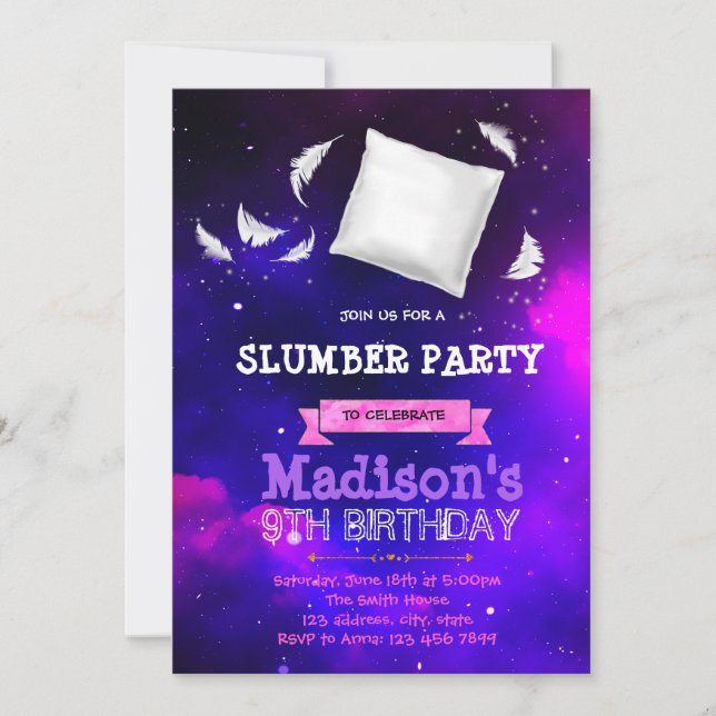 Cute galaxy sleepover-gruppinbjudan inbjudningar (Framsida)
