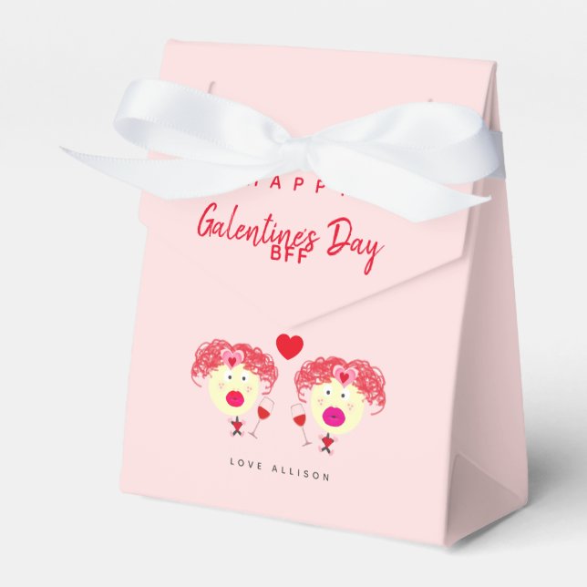 Cute Galentines Day Party BFF  Rosa DIY Presentaskar (Framsidan Sidan)