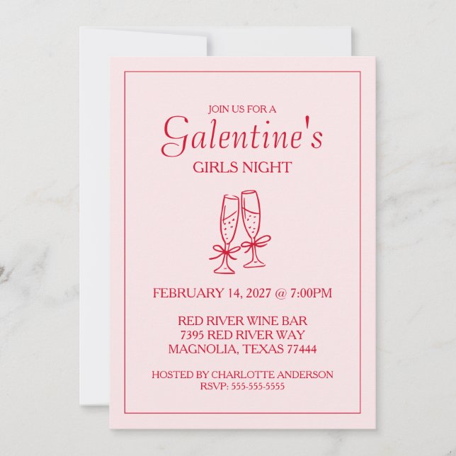 Cute Galentine's Day XOXO Pink Red  Julkort (Framsida)