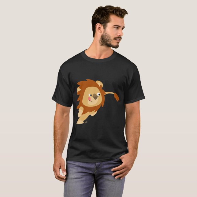Cute Galloping Tecknad Lejon T-Shirt (Hel framsida)