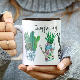 Cute-galna växten dam grönt älskare cactus Två-Tonad mugg