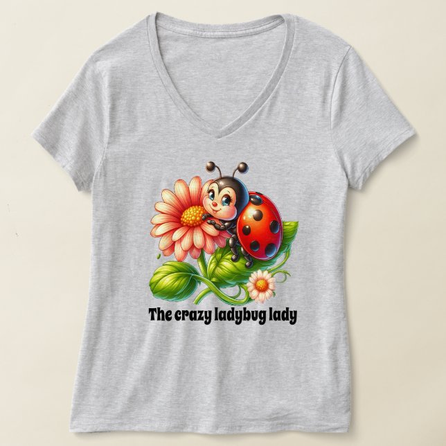 Cute-galning ladybug dam anpassade t shirt (Laydown)