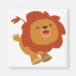 Cute Gamboling Tecknad Lejon Magnet