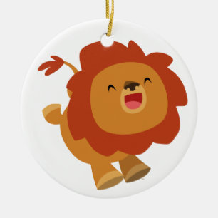 Cute Gamboling Tecknad Lejon Ornament