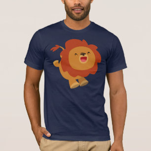 Cute Gamboling Tecknad Lejon T-Shirt