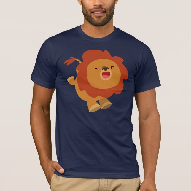 Cute Gamboling Tecknad Lejon T-Shirt (Framsida)