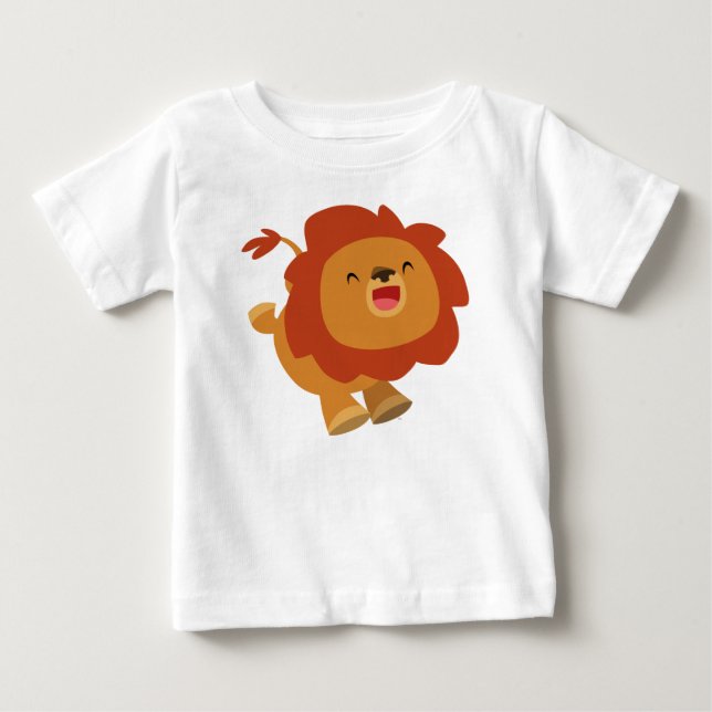 Cute Gamboling Tecknad Lejonare Baby T-Shirt (Framsida)