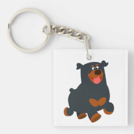 Cute Gamboling Tecknad Rottweiler Acrylic Keychain