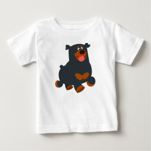 Cute Gamboling Tecknad Rottweiler Baby T-Shirt