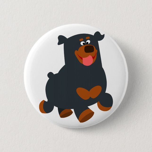 Cute Gamboling Tecknad Rottweiler Button Badge Knapp (Framsida)